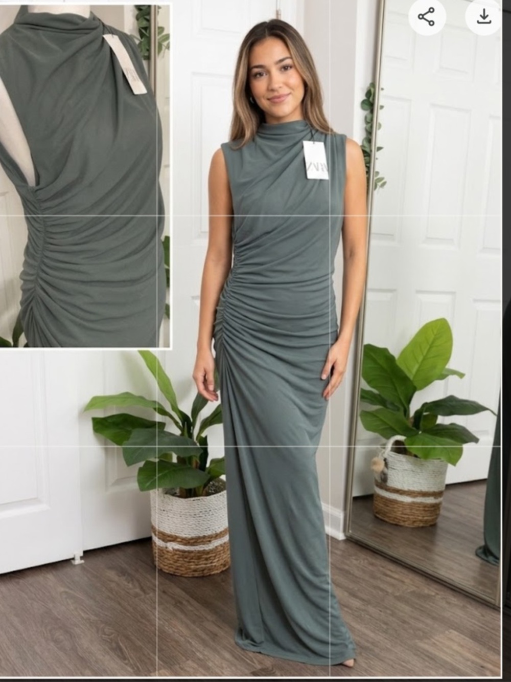 ZARA. Elegant Gray Sleeveless Dress. SIZE XL. NEW